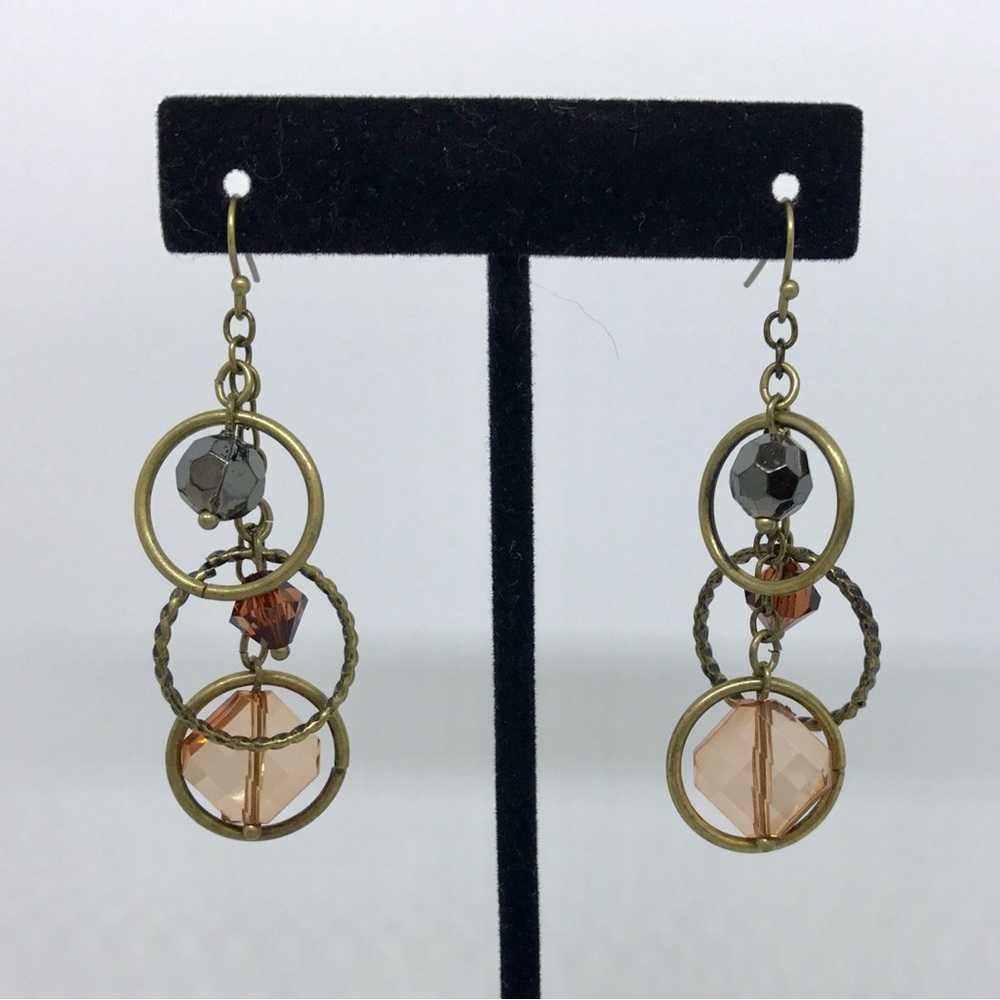 NWOT Premier Designs Elegant Bronze and Black Dangle Earrings